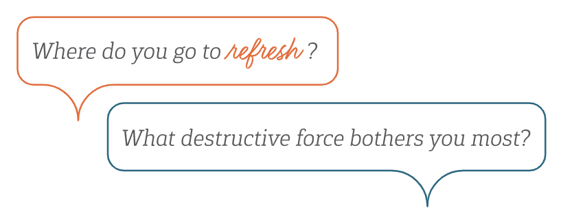 Where do you go to Refresh? Speech Bubble